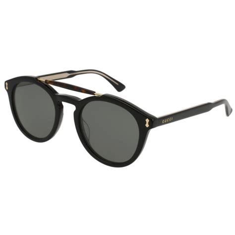 occhiali da sole gucci gg0124s|Gucci Round Black Sunglasses GG0124S 001 50 .